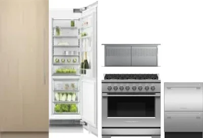 5 Piece Package Includes Refrigerator, Freezer, Range, Hood And Dishwasher